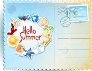 Summer postcard with colorful icons and message Vector Image